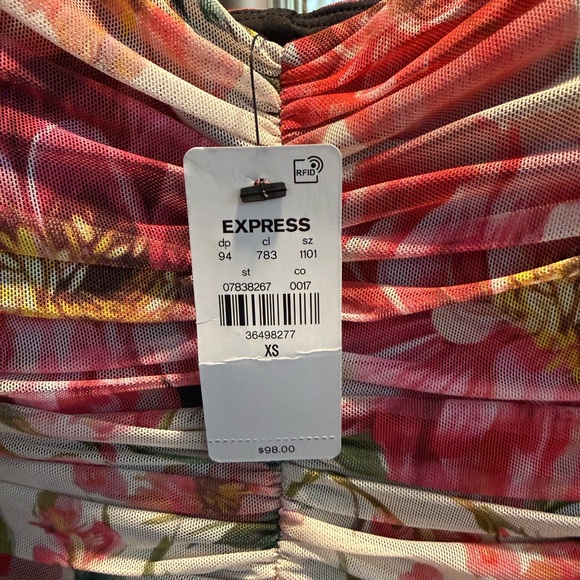 Express Pink Floral Mesh Cut Out Dress - Picture 5 of 7